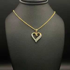 10K Yellow Gold Diamond Heart Jewelry Set / 3.6gr / 1.3mm / 18in