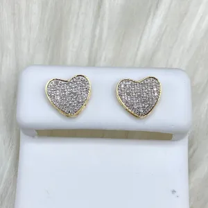 10K Yellow Gold Diamond Heart Stud Earrings 0.29Ct Dia / 1.28gr