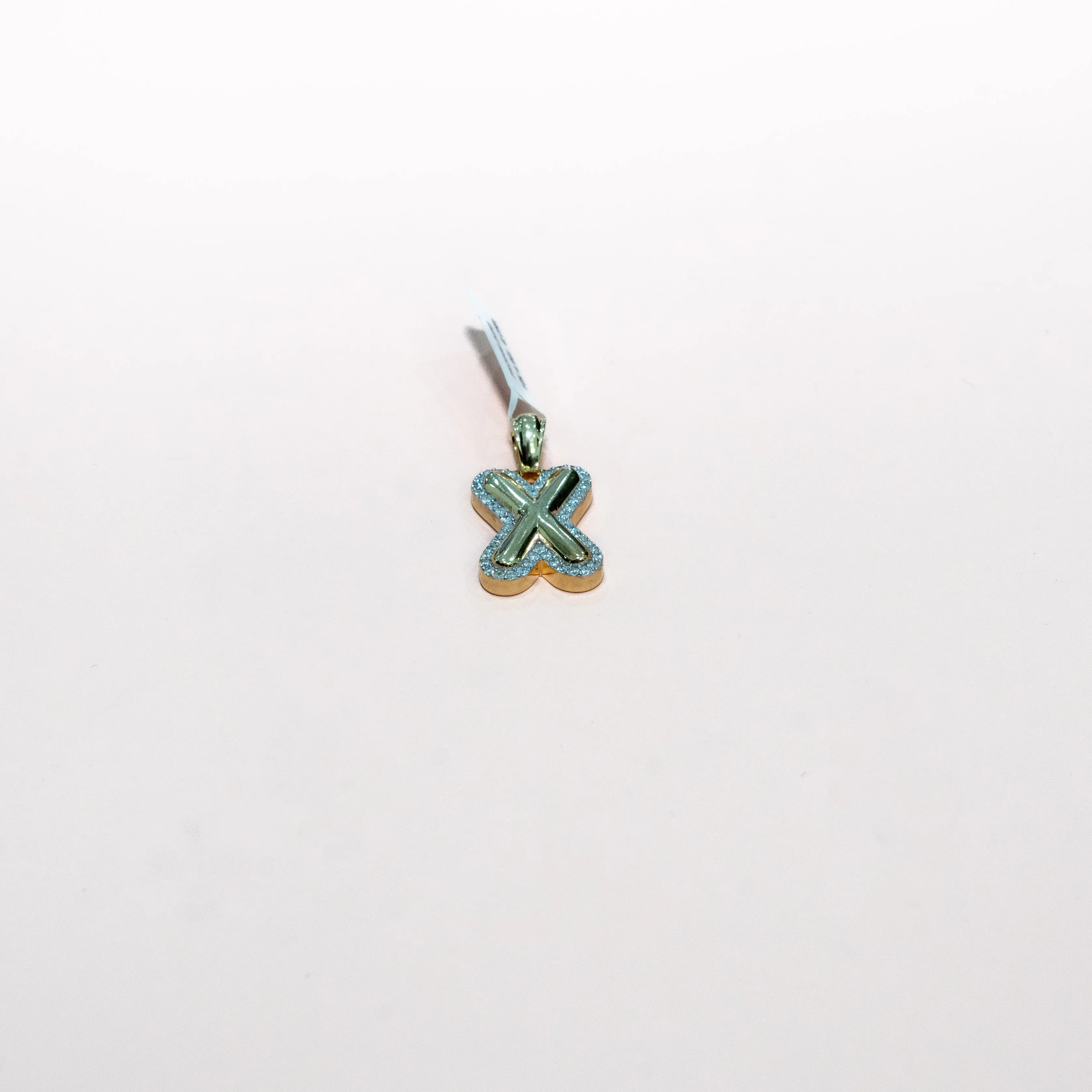 10K Yellow Gold Letter X Pendant With Diamond 0.58Ct / 4.9gr