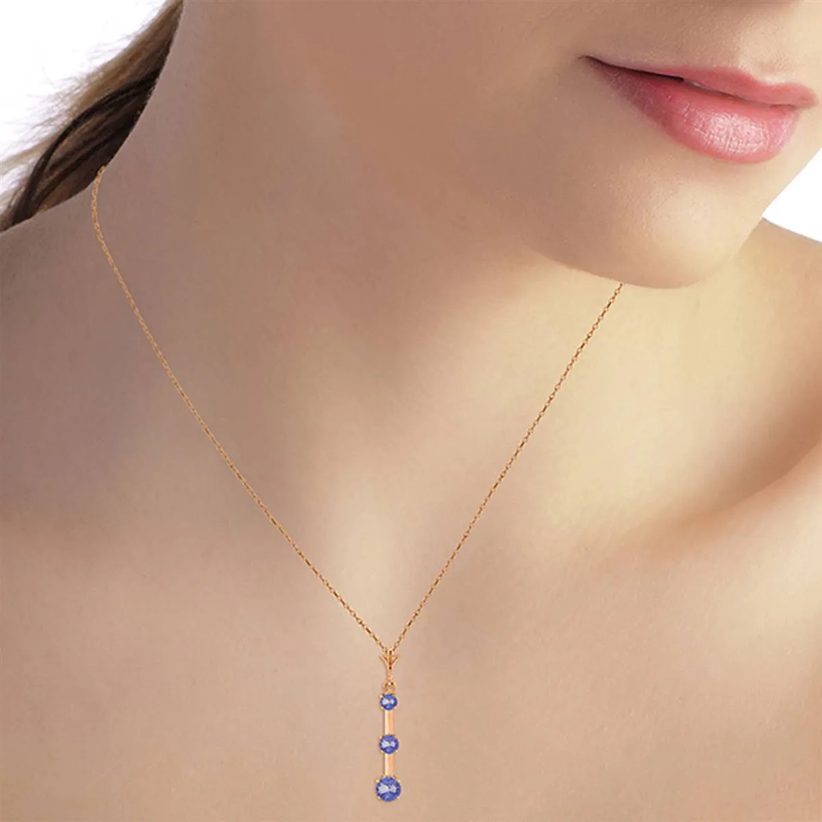 1.25 Carat 14K Solid Rose Gold Generosity Tanzanite Necklace