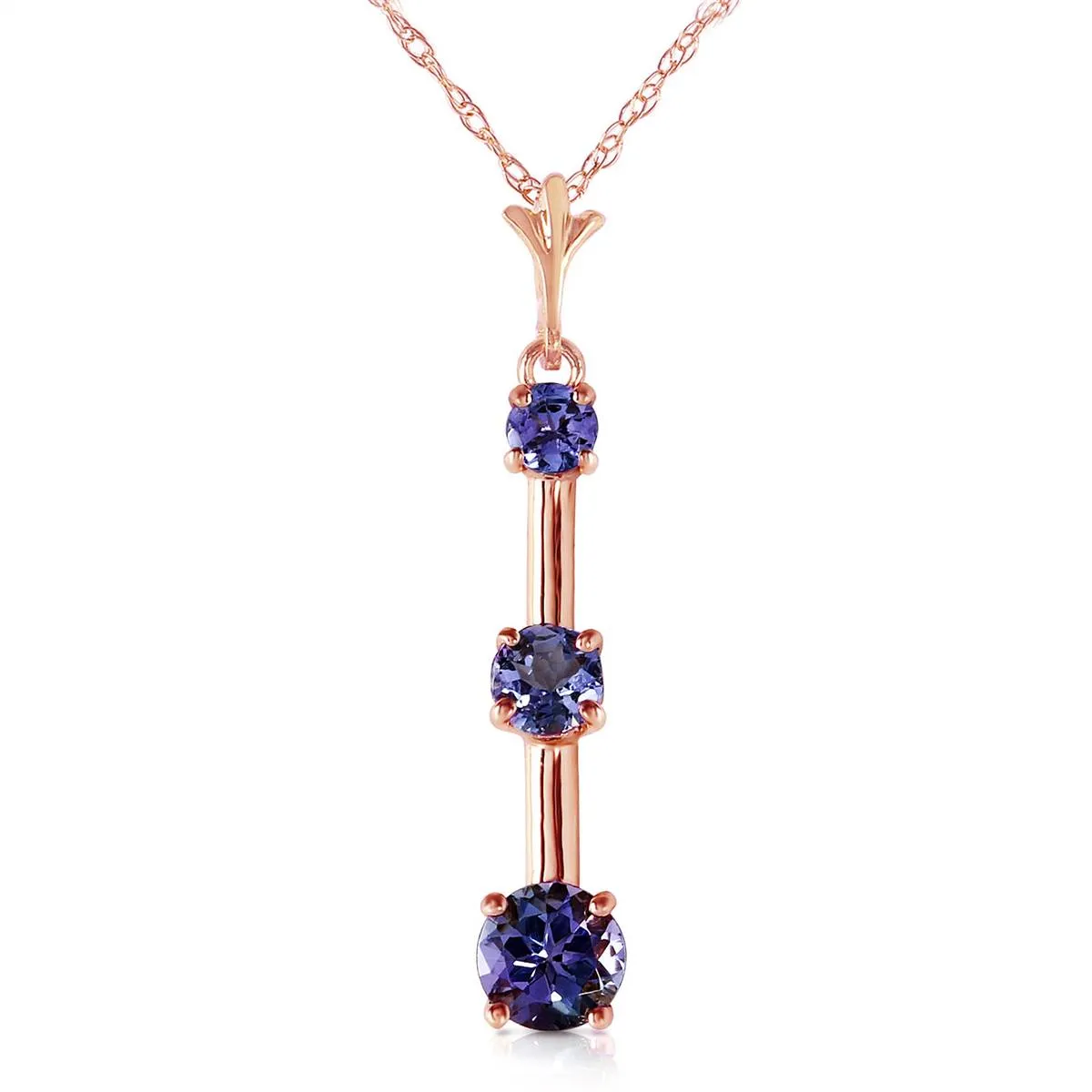 1.25 Carat 14K Solid Rose Gold Generosity Tanzanite Necklace