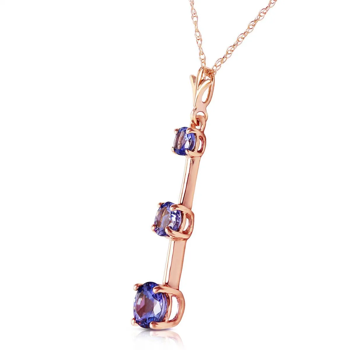 1.25 Carat 14K Solid Rose Gold Generosity Tanzanite Necklace