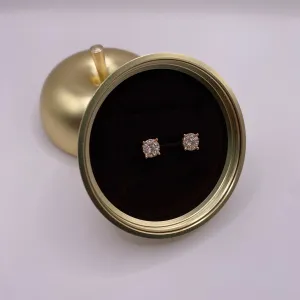 14K Rose Gold Diamond Circle Stud Earrings 0.89Ct / 1.28gr