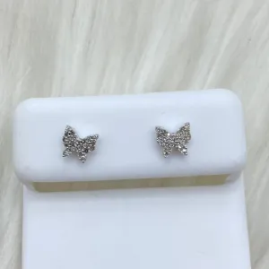 14K White Gold Diamond Butterfly Stud Earrings 0.15Ct Dia / 1.1gr