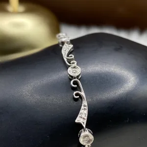 14K White Gold Diamond Luxury Bracelet Ct Dia / 6.4gr / 3.8mm / 7.5in