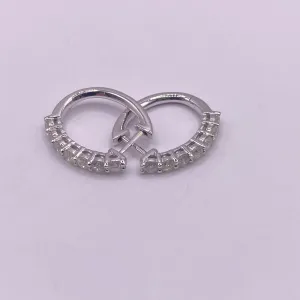 14K White Gold Diamond Luxury Hoop Earrings 1.44Ct / 3.5gr