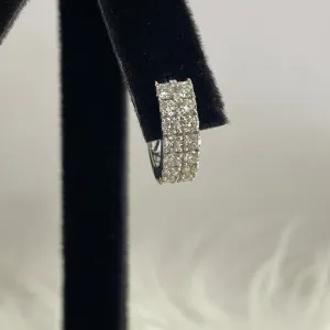 14K White Gold Diamond Luxury Hoop Earrings 1.55Ct / 3.8gr