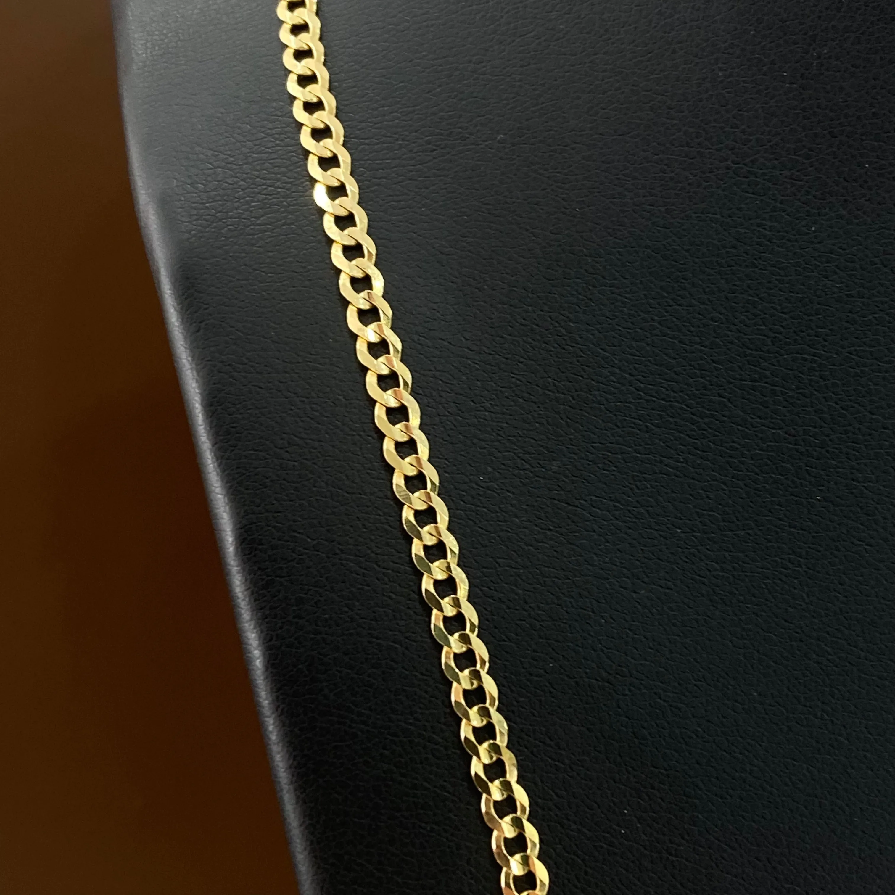 14K Yellow  Gold American Cuban Link Chain Diamond Cut / 5gr / 3.5mm / 22in