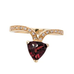 14K Yellow Gold Checkerboard Trillian Garnet Ring