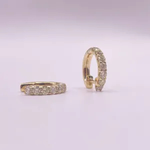 14K Yellow Gold Diamond Fasion Hoop Earrings 0.65Ct / 2.3gr