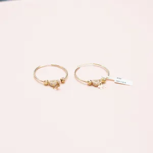 14K Yellow Gold Hoop With Charms Hoop Earrings With Diamond / 6.5gr