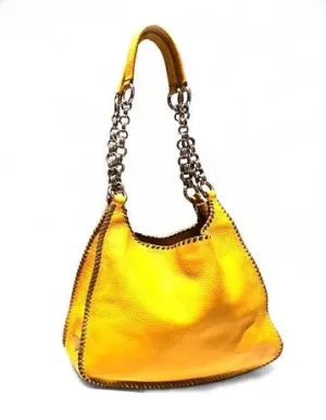 2000s PRADA YELLOW Mandras LEATHER HOBO Shoulder bag