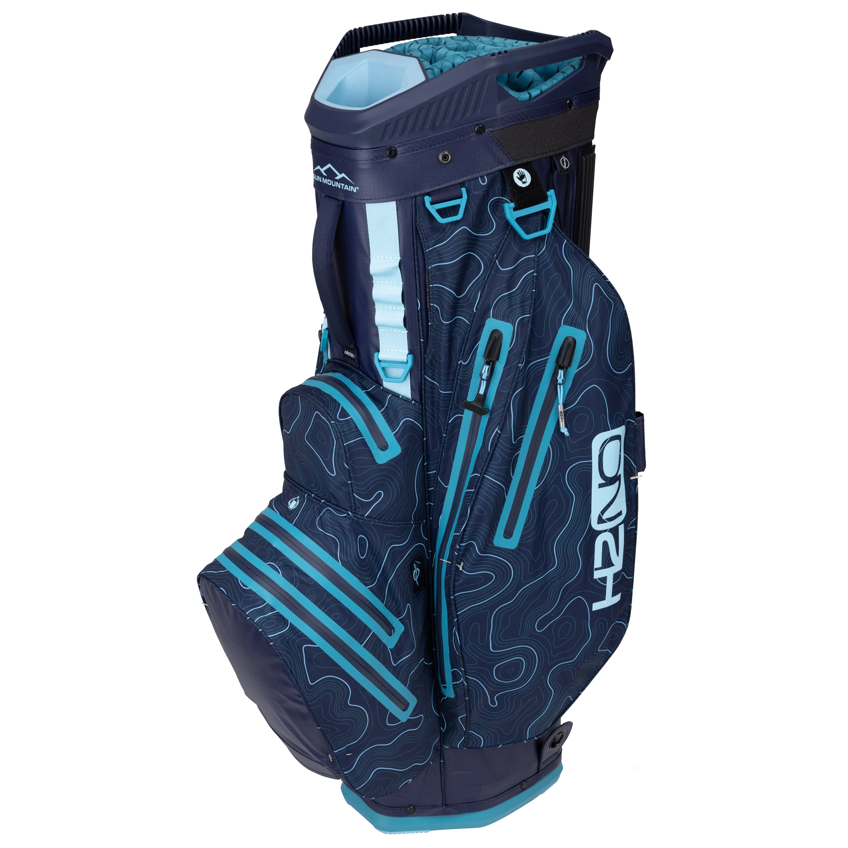 2024 Sun Mountain H2NO Lite Cart Bag -  Navy / Blue Topography