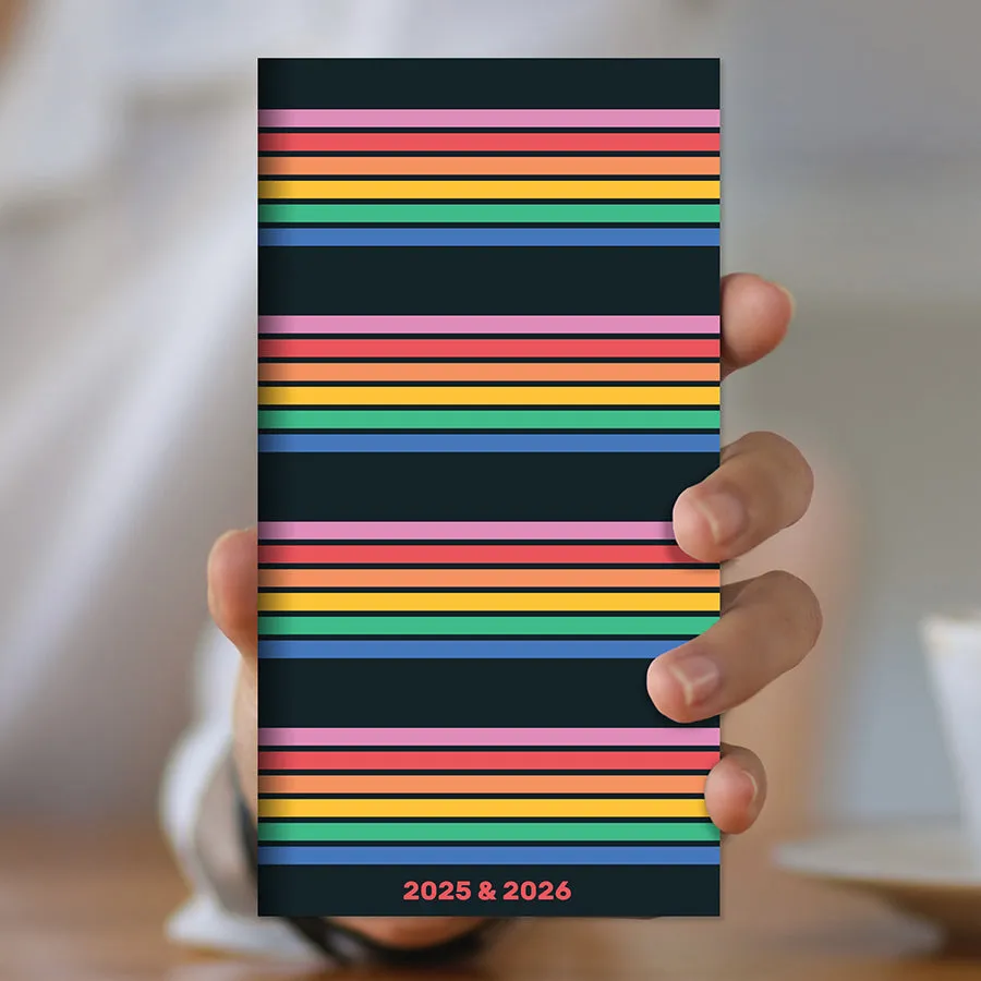 2025-2026 Retro Stripe Small Monthly Pocket Planner