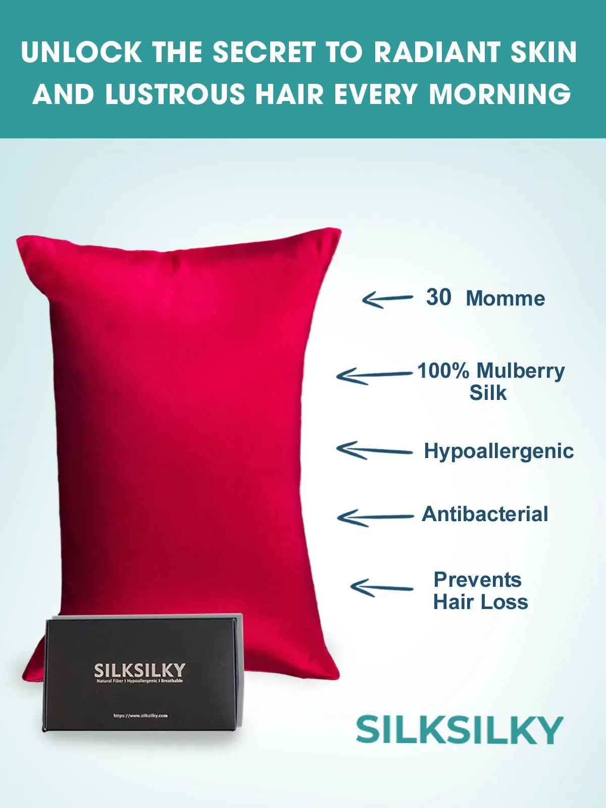 30Momme Luxurious 100% Silk Pillowcase - Hidden Zipper