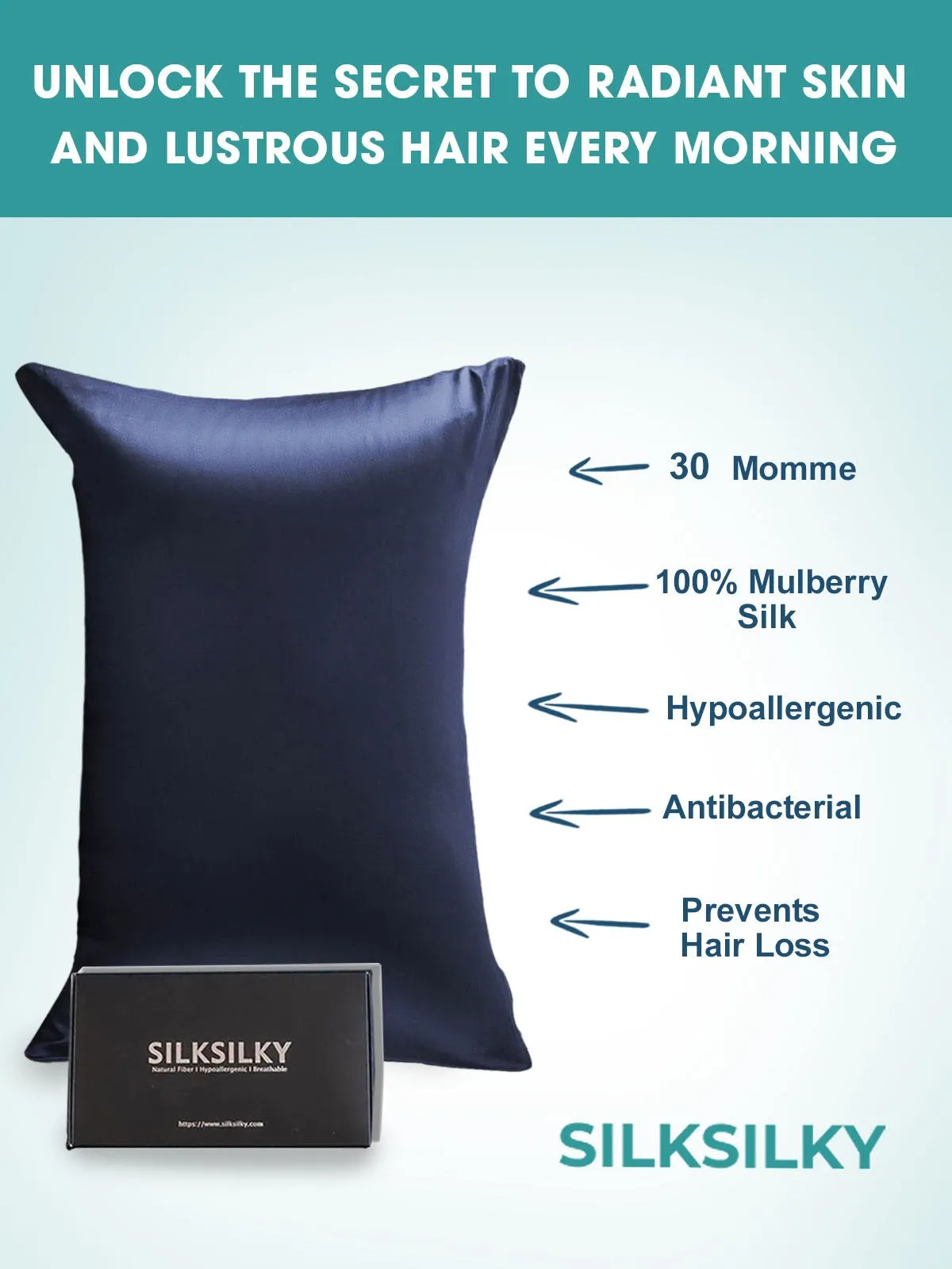 30Momme Luxurious 100% Silk Pillowcase - Hidden Zipper