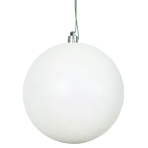 4PK - 4.75" White Glitter Shatterproof Christmas Ball Ornament