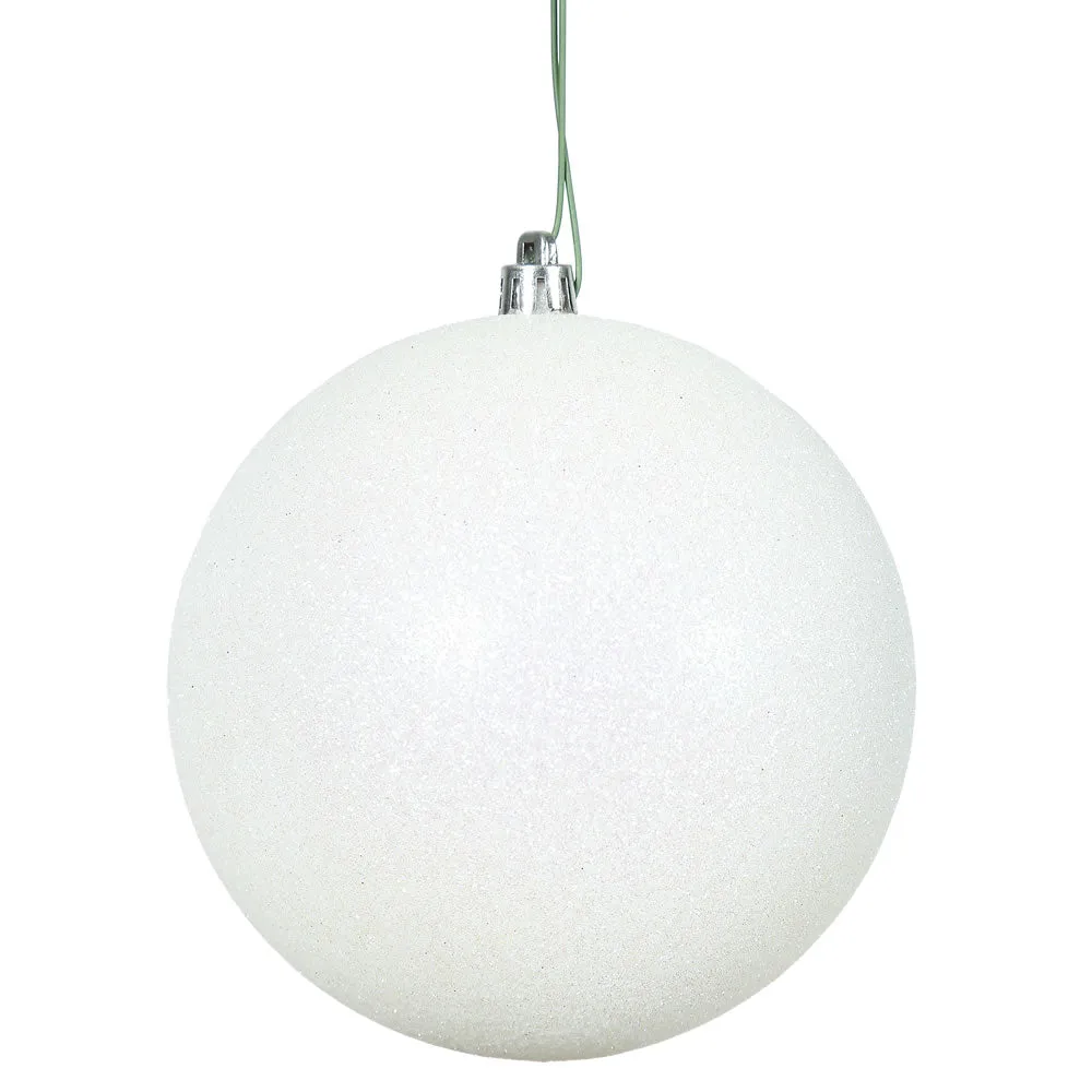 4PK - 4.75" White Glitter Shatterproof Christmas Ball Ornament