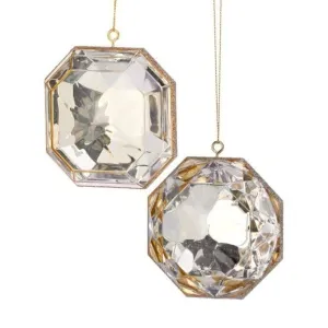 4" Precious Cut Gem Ornament: Champagne