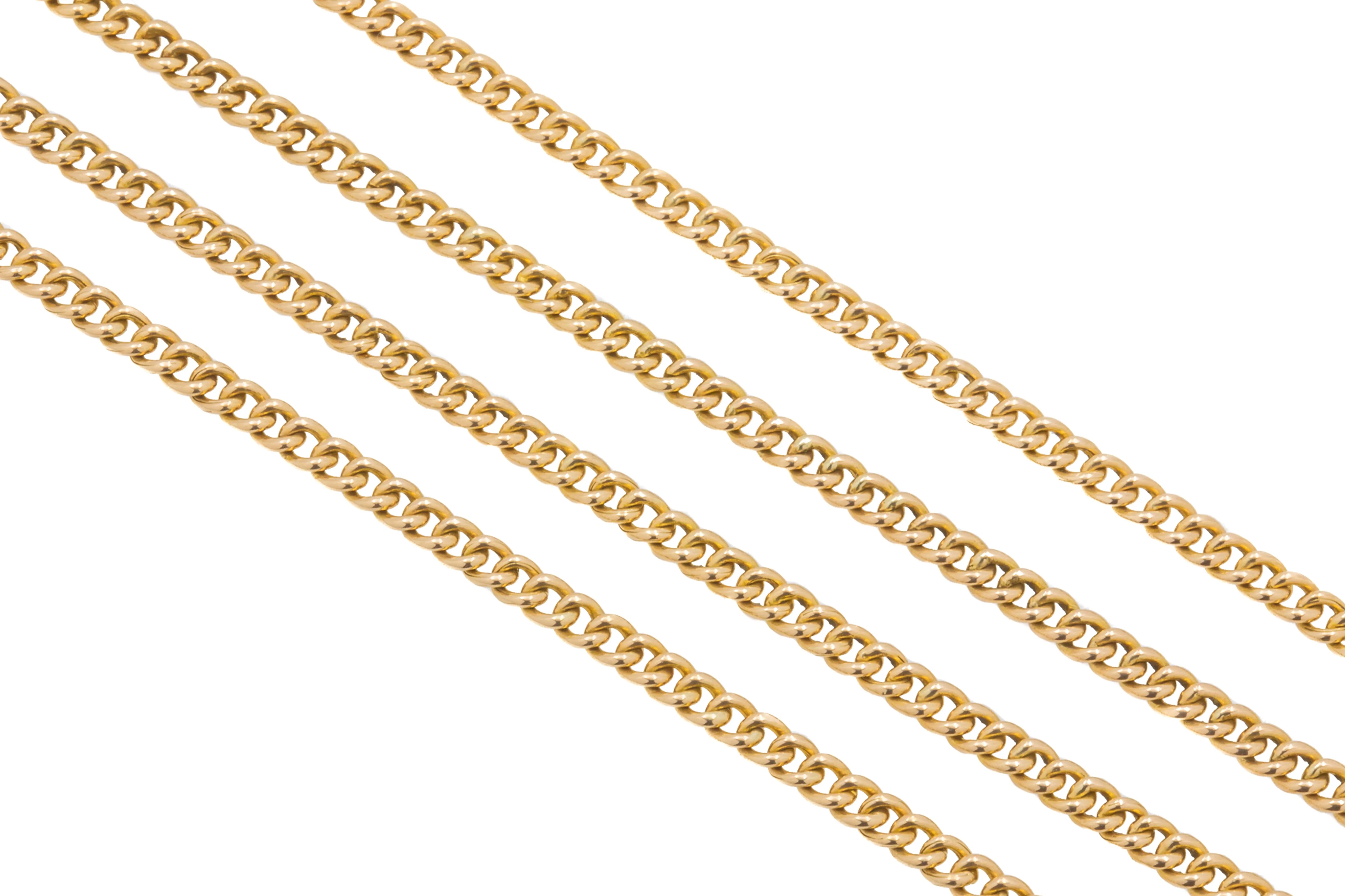 68" Antique 15ct Gold Black Enamel Pearl Slider Chain, 50g