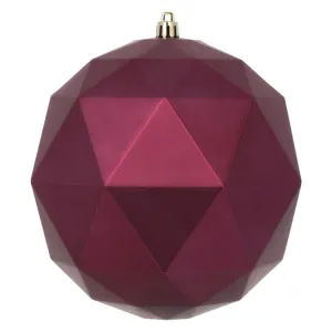 6" Berry Red Matte Geometric Balls Ornaments 4 Per Bag