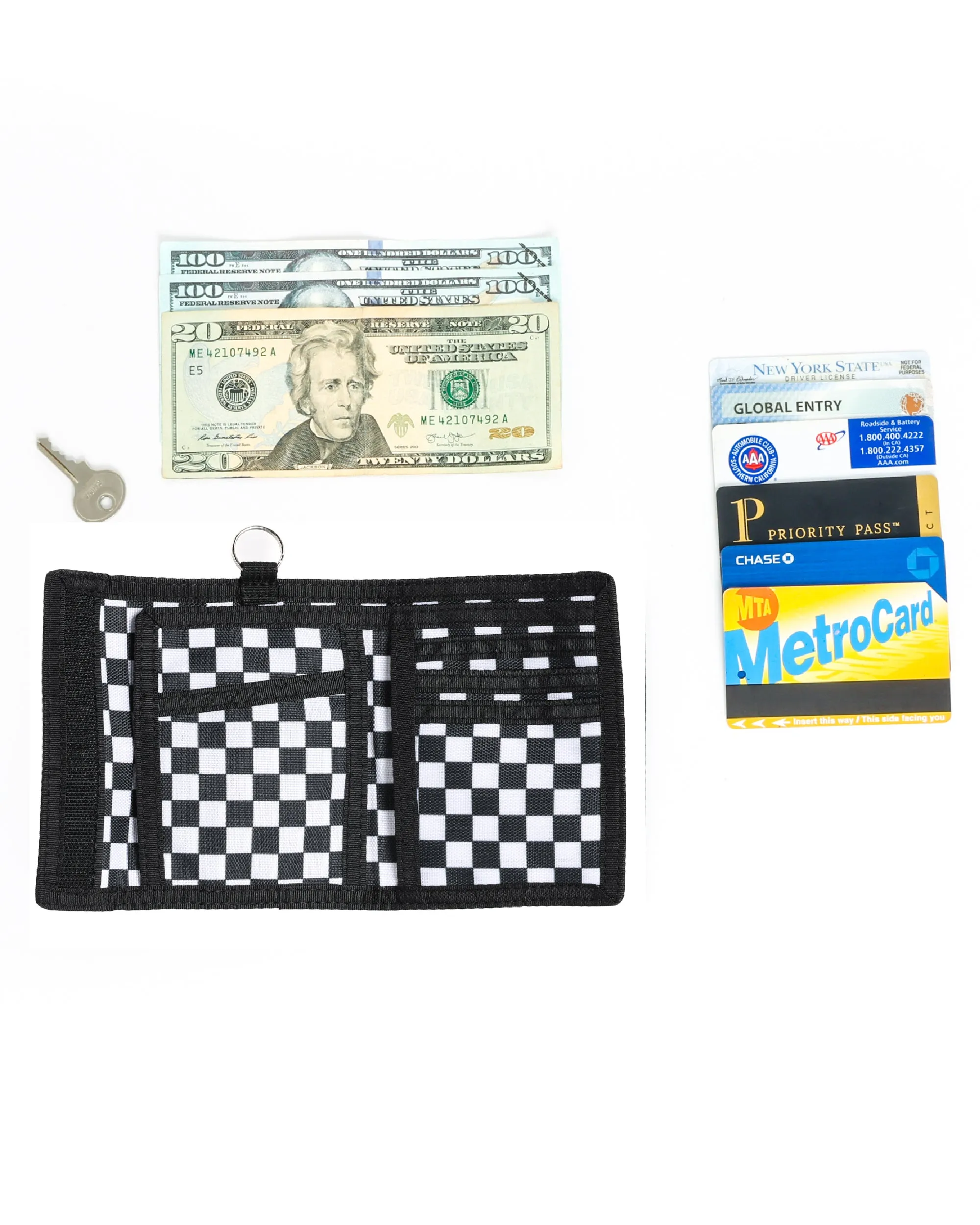 80's Wallet | Bi-Fold RFID | Recycled | Indy Check Black & White