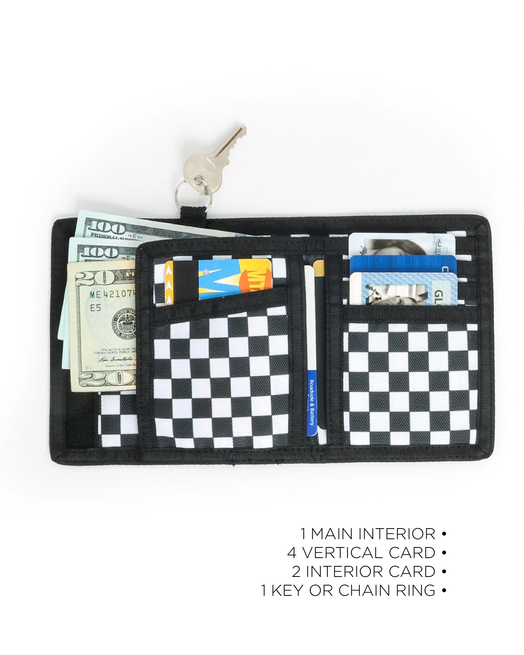 80's Wallet | Bi-Fold RFID | Recycled | Indy Check Black & White