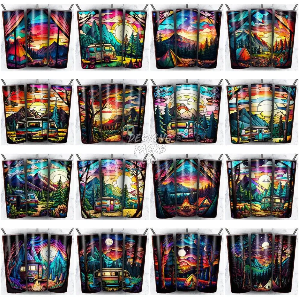 99 STAINED GLASS CAMPING Tumbler Wrap Bundle JPG