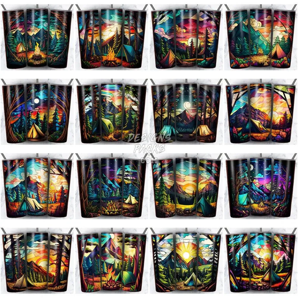 99 STAINED GLASS CAMPING Tumbler Wrap Bundle JPG