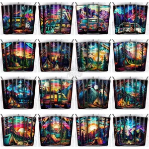 99 STAINED GLASS CAMPING Tumbler Wrap Bundle JPG