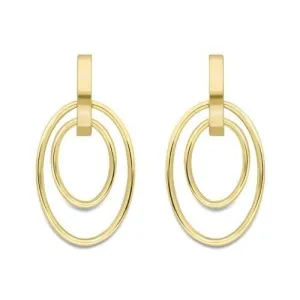 9ct Gold 35mm Oval Drop Earrings