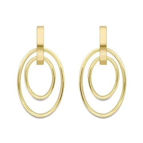 9ct Gold 35mm Oval Drop Earrings