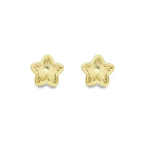 9ct Gold Diamond Cut Star Stud Earrings, Shimmering Charm, 5mm, 0.90g, Gift Box Included