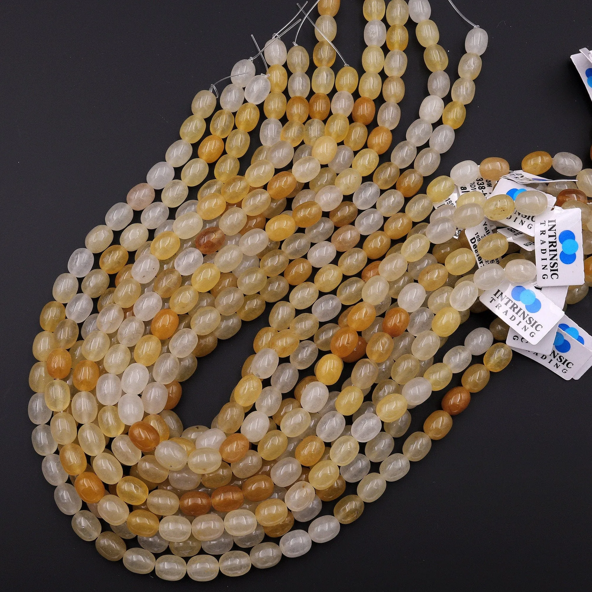 AAA Extra Translucent Natural Yellow Aventurine Oval Nugget Beads 15.5" Strand