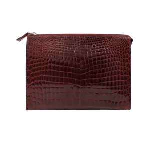 Alligator Zip Clutch with Strap