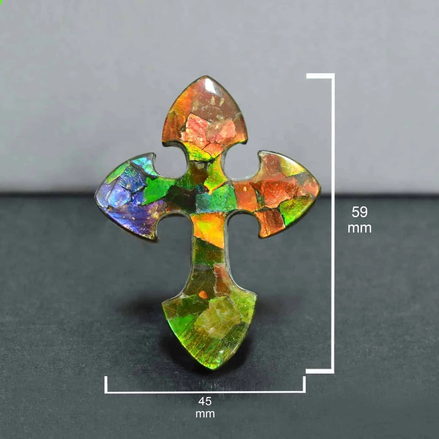 Ammolite Cross Cabochon 59mm - 1 piece