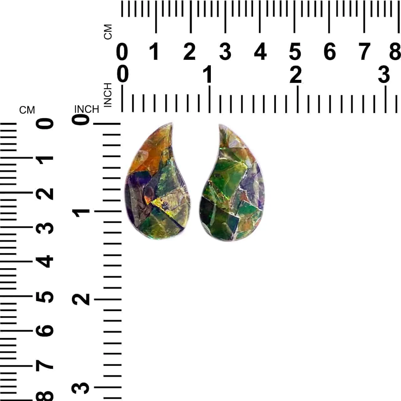 Ammolite Teardrop Cabochons 34mm - 1 pair