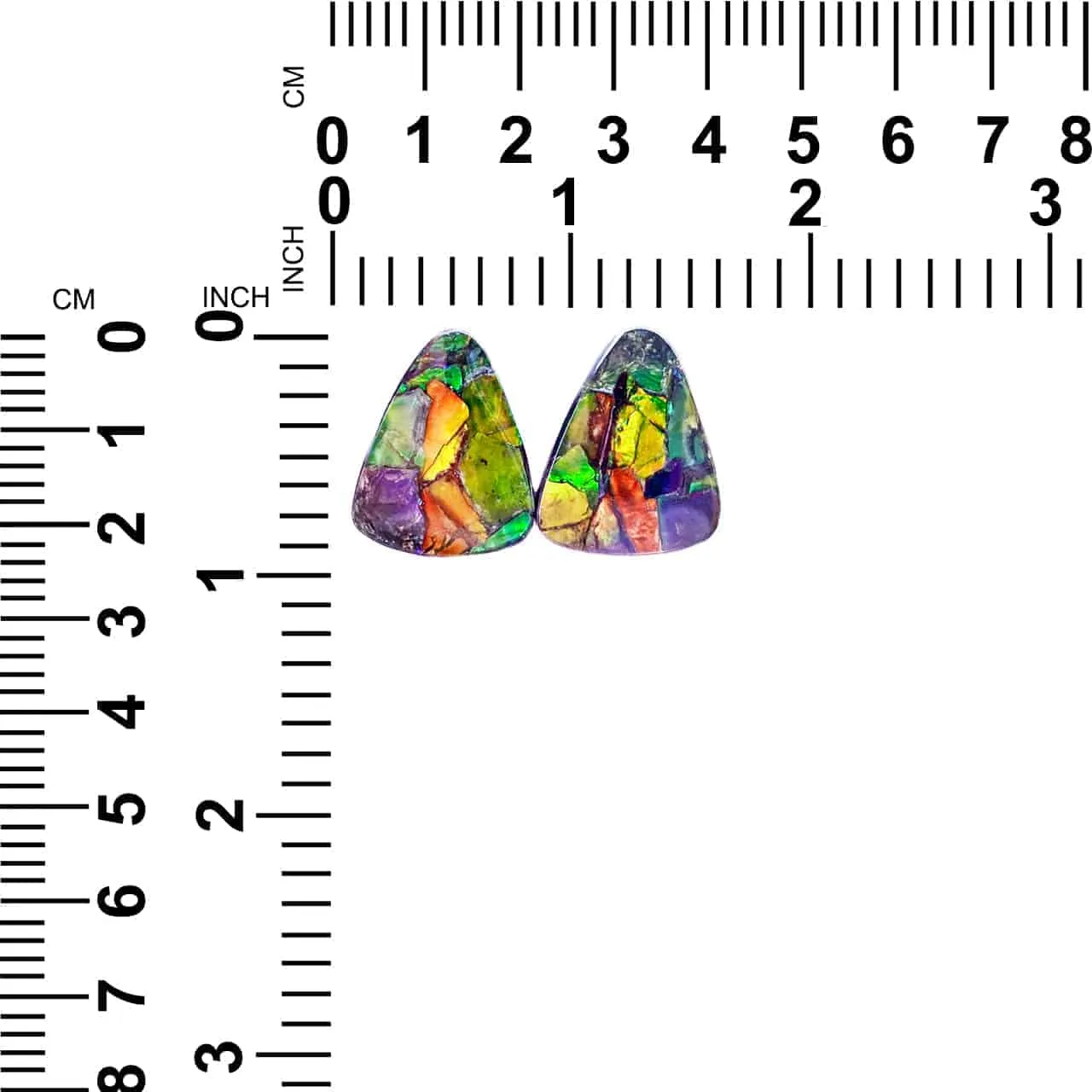 Ammolite Triangular Cabochons 24mm - 1 pair