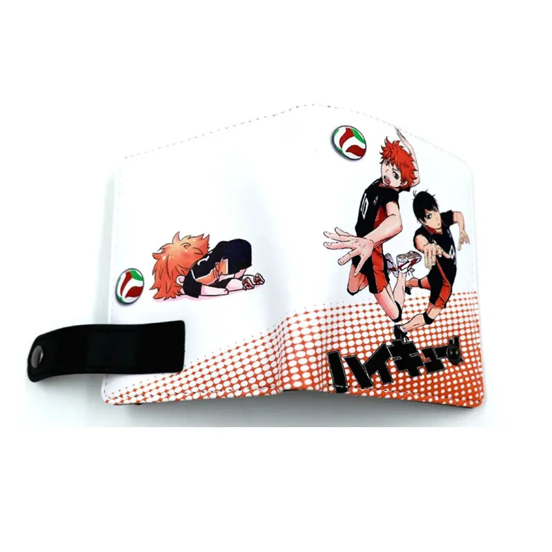 Anime Haikyuu!! Shoyo Hinata PU Short Wallets Tobio Kageyama Button Purse with Coin Bag