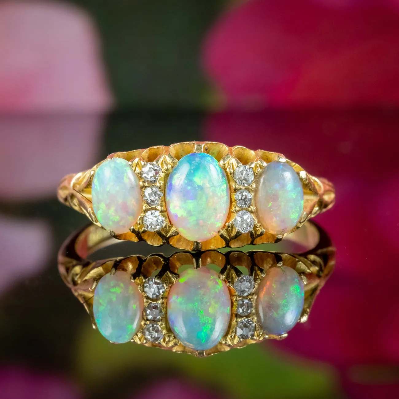 Antique Edwardian Opal Diamond Ring 1.45ct Of Opal Dated 1903