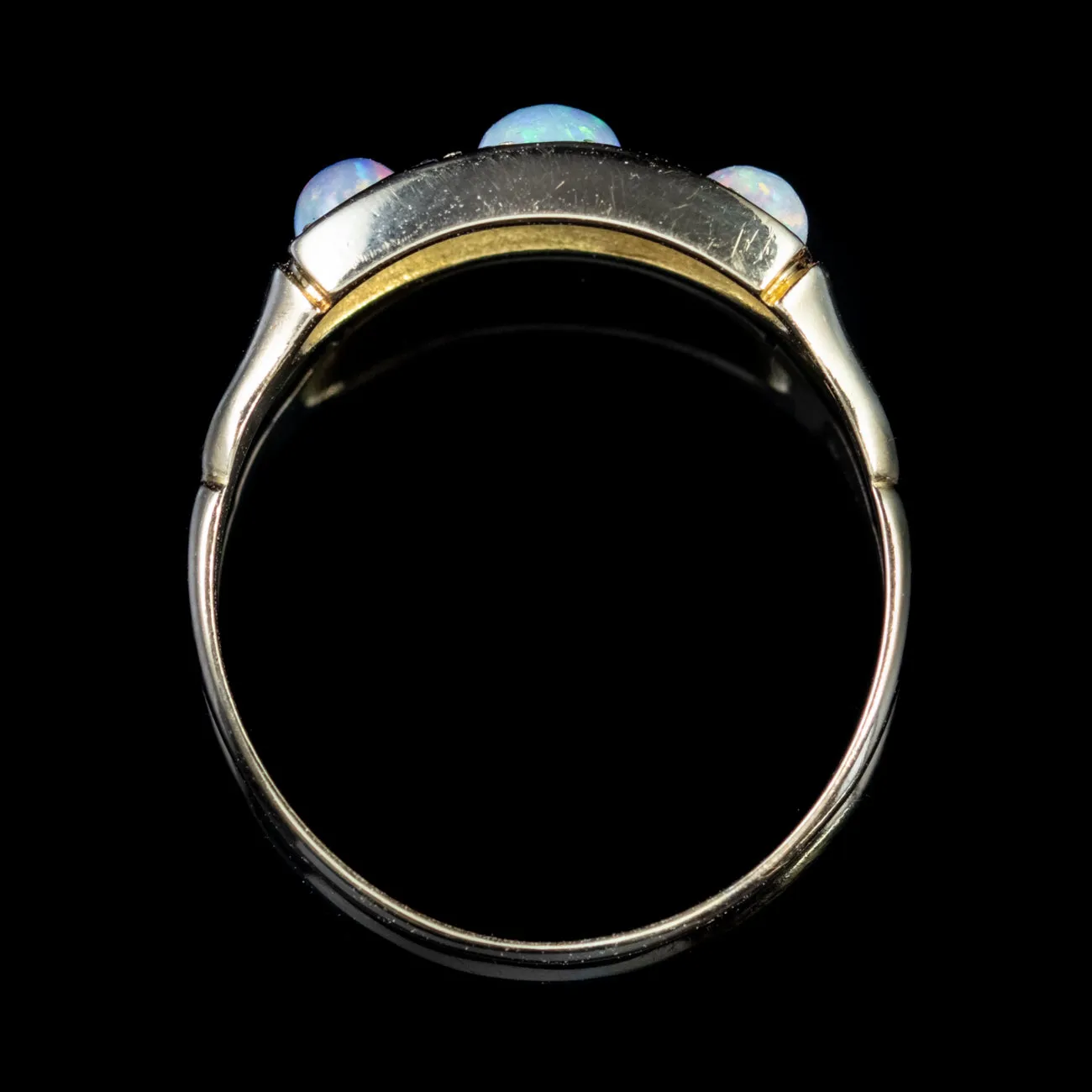 Antique Edwardian Opal Diamond Ring 18Ct Gold Dated 1901