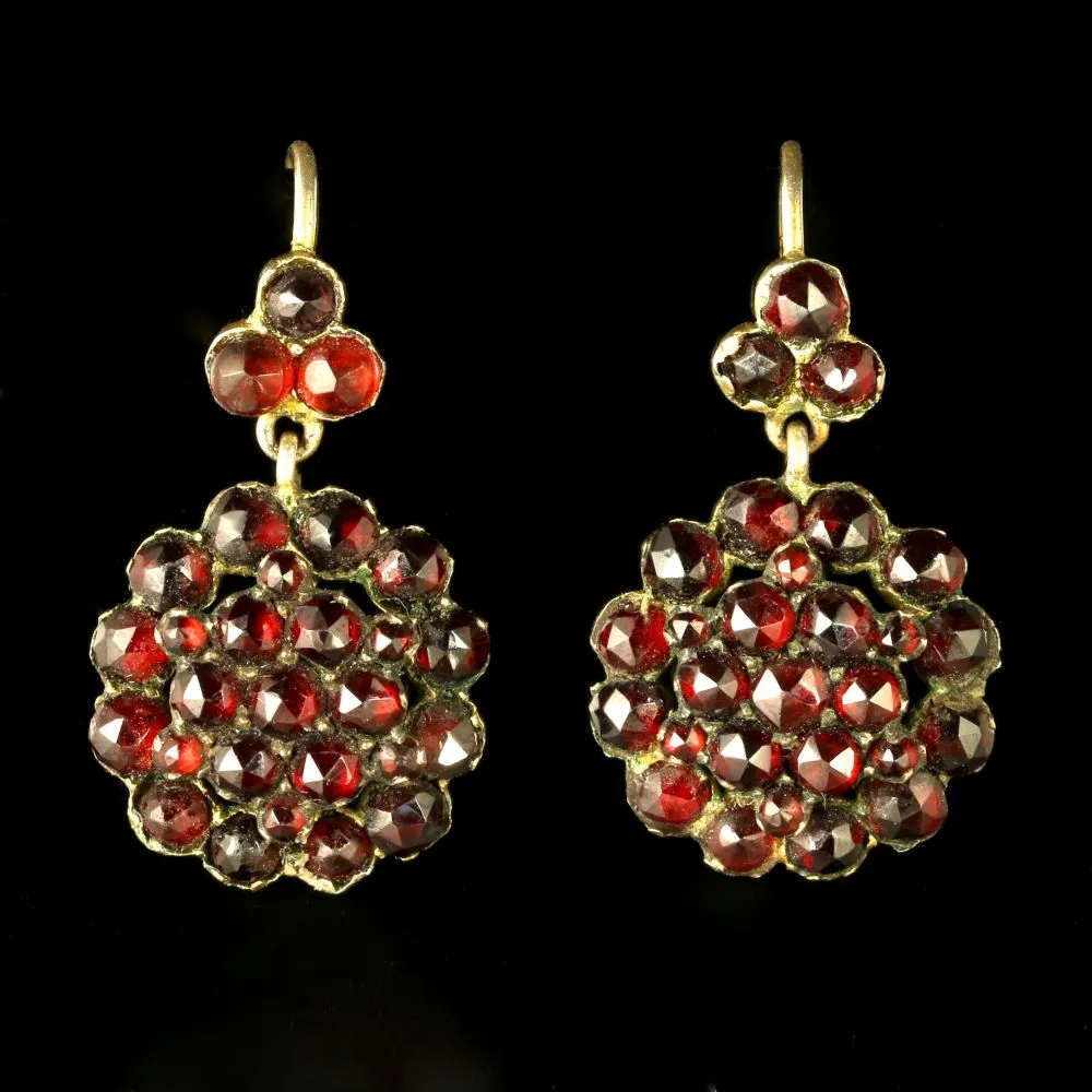 Antique Garnet Earrings Bohemian Garnets Circa 1880