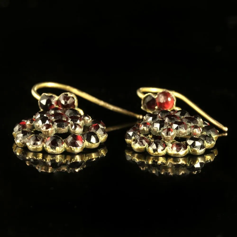 Antique Garnet Earrings Bohemian Garnets Circa 1880