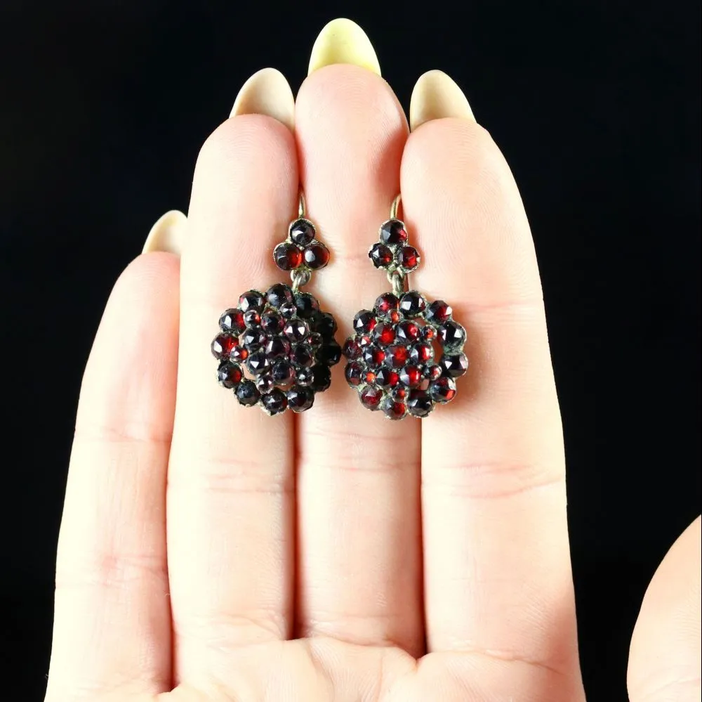 Antique Garnet Earrings Bohemian Garnets Circa 1880