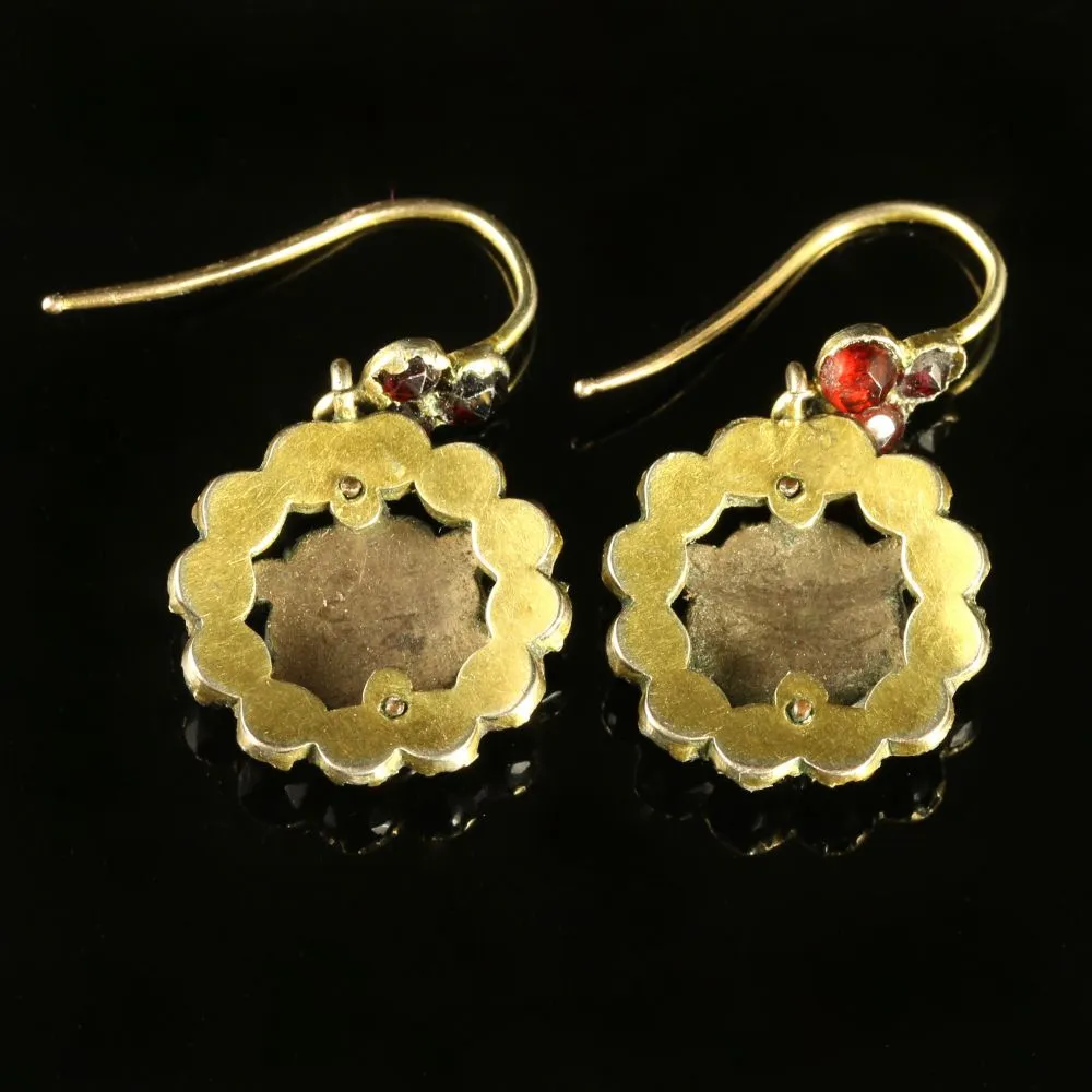 Antique Garnet Earrings Bohemian Garnets Circa 1880