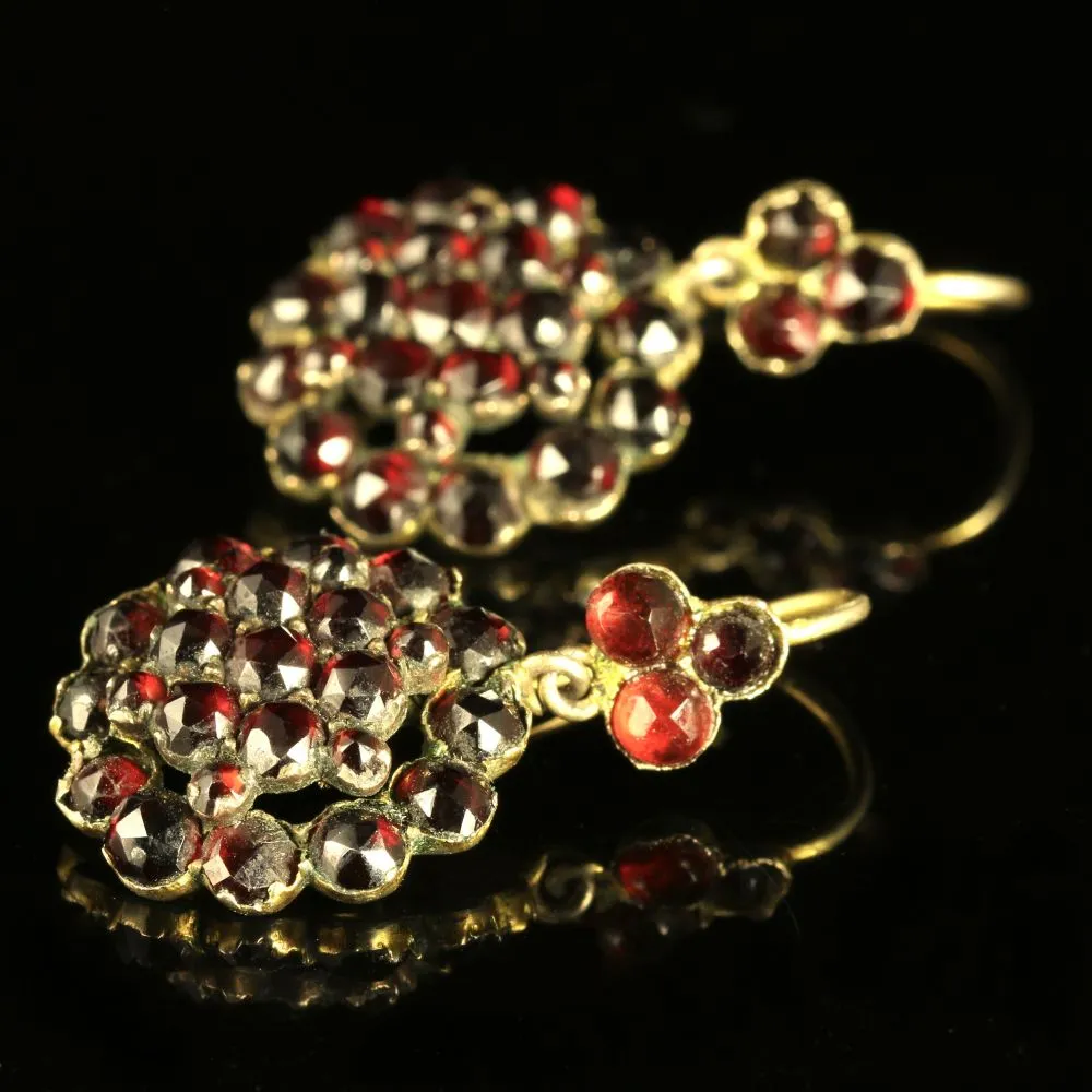 Antique Garnet Earrings Bohemian Garnets Circa 1880