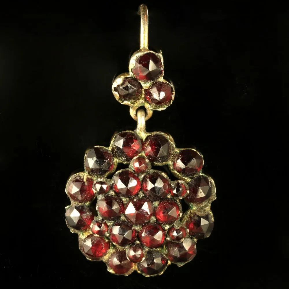 Antique Garnet Earrings Bohemian Garnets Circa 1880