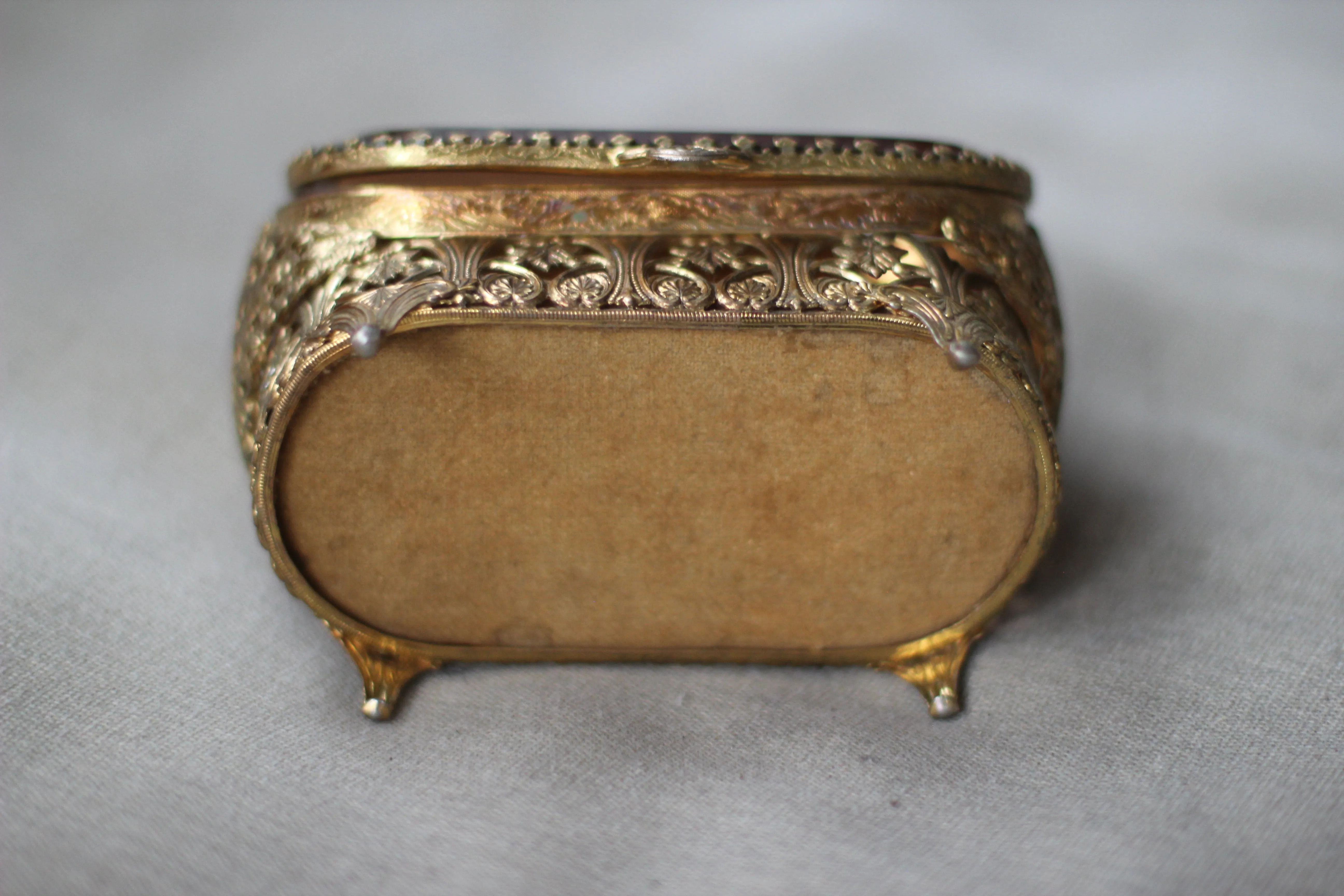 Antique Rare Amber Tinted Jewelry Box