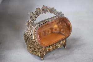 Antique Rare Amber Tinted Jewelry Box