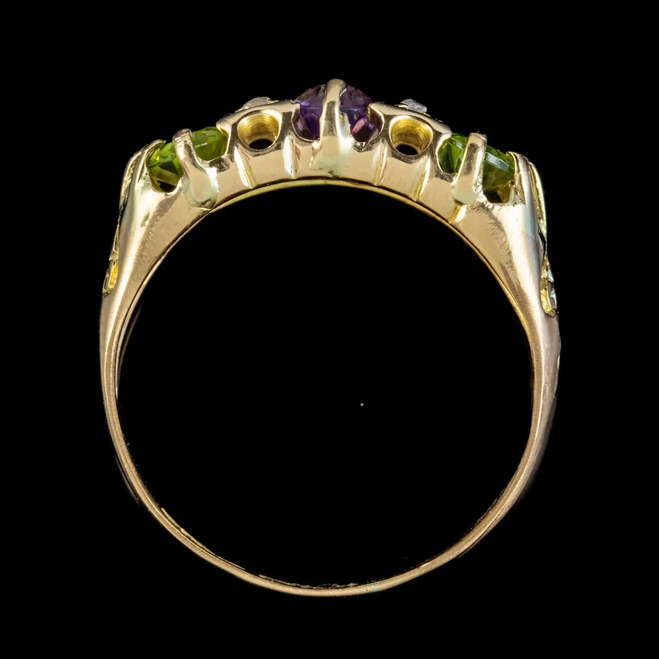 Antique Suffragette Ring Peridot Amethyst Diamond 18Ct Gold Circa 1910